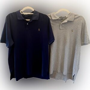 2 XL POLO Ralph Lauren Pima Cotton Soft Touch Polo Shirts. Navy Blue & Grey